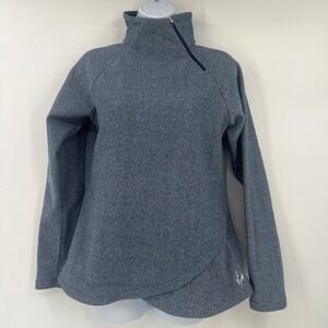 KJUS Women M Kaya Midlayer Asymmetric Quarter Zip Pullover Blue Marled